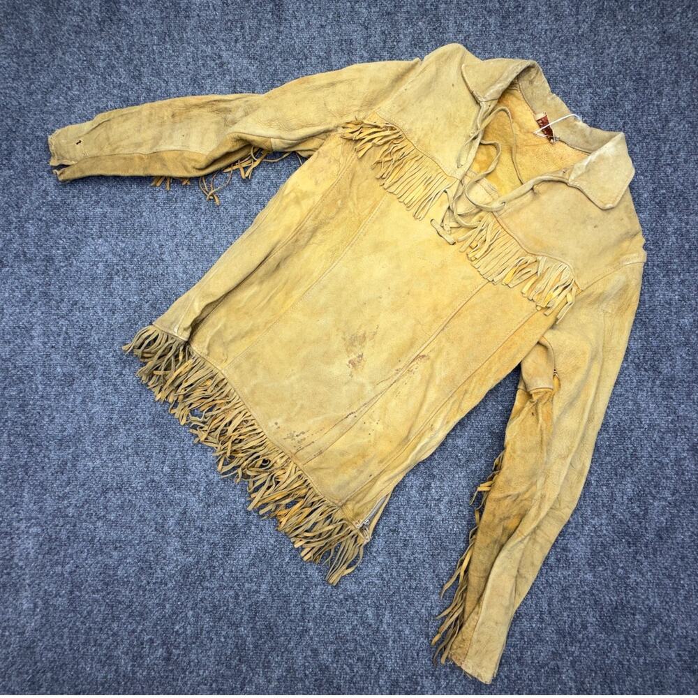 Berman Buckskin Co Vintage 60s Womens Suede Fringe Jacket Western Leather S 1960